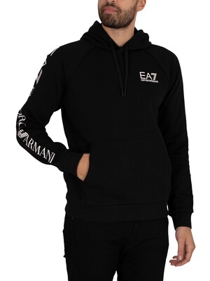 EA7 Chest Logo Pullover Hoodie - Black/White