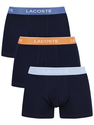 Lacoste 3 Pack Casual Trunks - Light Blue/Orange/Navy