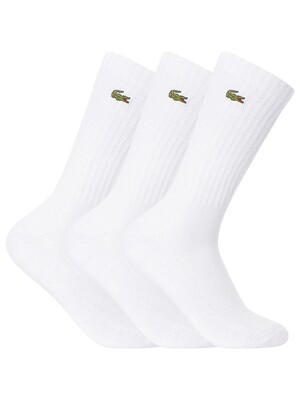 Lacoste Sport 3 Pack Socks - White