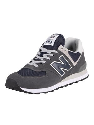 New Balance 574 Suede Trainers - Grey/Navy