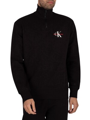Calvin Klein Jeans Monogram Logo 1/4 Sweatshirt - Black