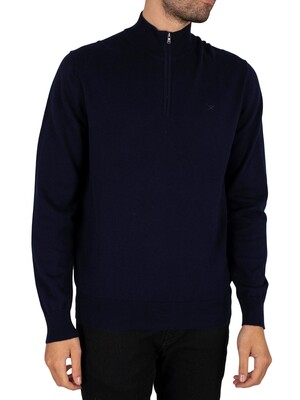Hackett London Cotton Silk Half Zip Sweatshirt - Navy