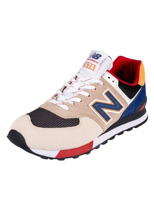 New Balance 574 Suede Trainers - Tan/Blue