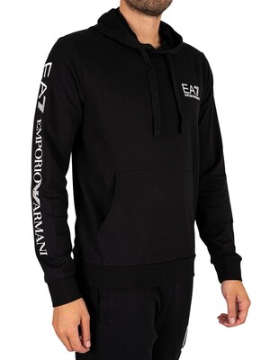 EA7 Sleeve Brand Pullover Hoodie - Black