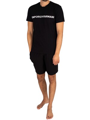 Emporio Armani Brand Graphic Pyjama Set - Black