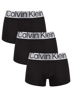 Calvin Klein 3 Pack Reconsidered Steel Low Rise Trunks - Black