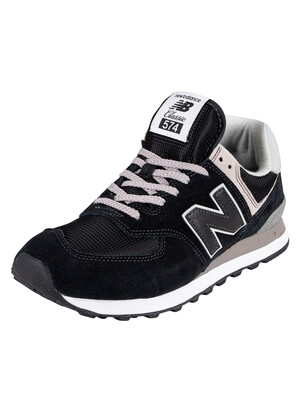 New Balance 574 Suede Trainers - Black/White