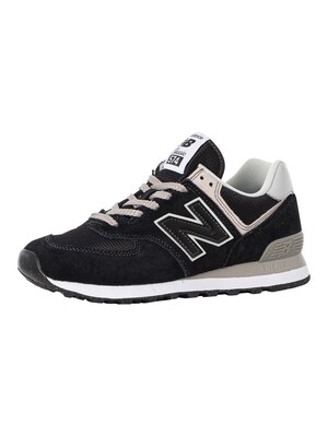 New Balance 574 Suede Trainers - Black/White