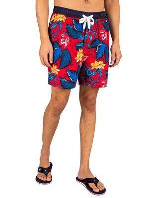 Tommy Jeans Tropical Print Beach Swim Shorts - Tropical Leaf Print