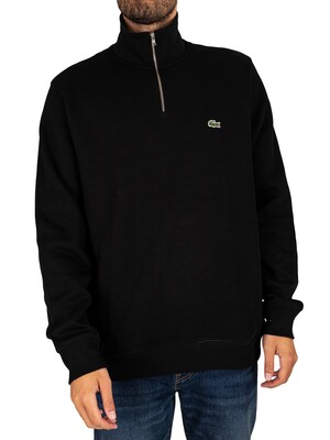 Lacoste 1/4 Zip Collar Cotton Sweatshirt - Black