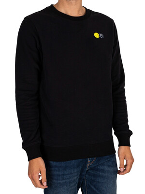 KnowledgeCotton Apparel Smiley Sweatshirt - Jet Black