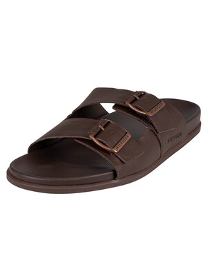 Tommy Hilfiger Elevated Leather Buckle Sandal - Cocoa