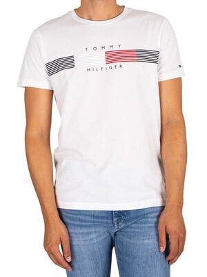 Tommy Hilfiger Chest Corp Stripe Graphic Slim T-Shirt - White