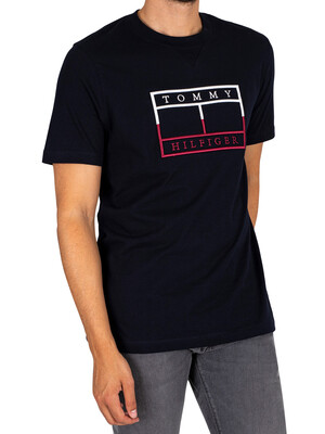 Tommy Hilfiger Outline Linear Flag T-Shirt - Desert Sky