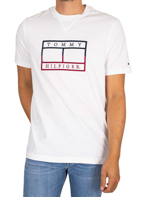 Tommy Hilfiger Outline Linear Flag T-Shirt - White