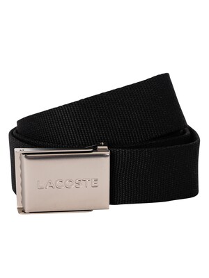 Lacoste Engraved Buckle Woven Belt - Black