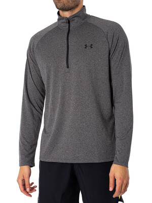 Under Armour Tech 2.0 1/2 Zip Long Sleeved Top - Carbon Heather/Black