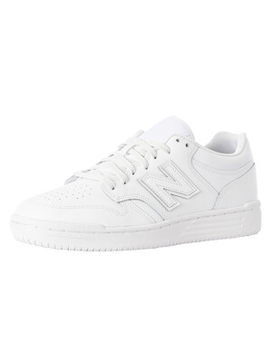 New Balance BB480 Leather Trainers - White/White