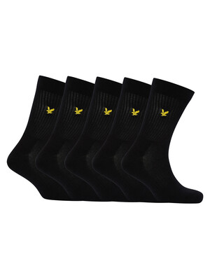 Lyle & Scott 5 Pack Camdyn Premium Sport Socks - Black