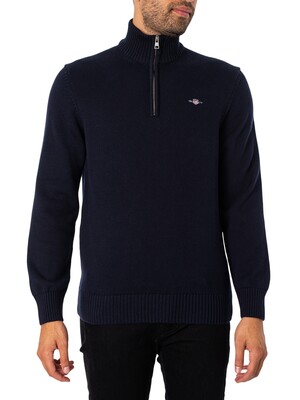 GANT Casual Half-Zip Knit - Evening Blue