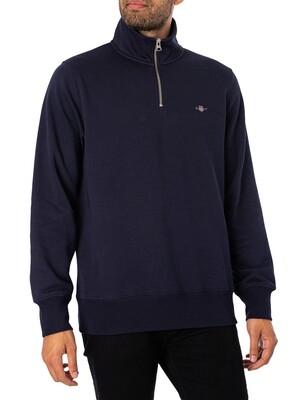 GANT Regular Shield Half Zip Sweatshirt - Evening Blue