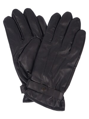 Barbour Burnished Leather Thinsulate Gloves - Black