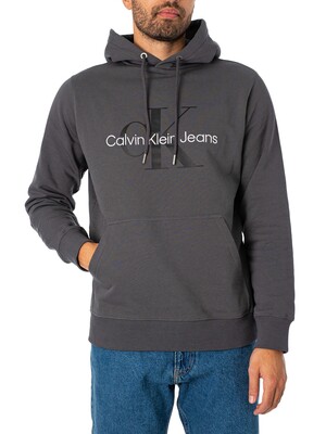 Calvin Klein Jeans Seasonal Monologo Pullover Hoodie - Black/Porpoise |  Standout