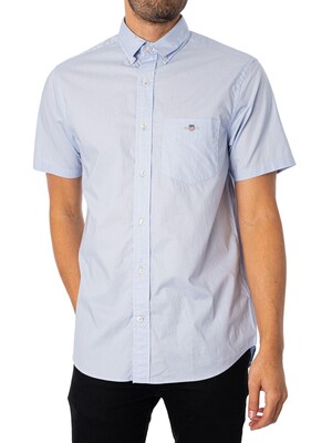GANT Regular Poplin Short Sleeved Shirt - Light Blue