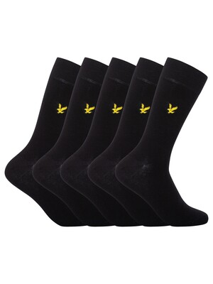 Lyle & Scott 5 Pack Liam Premium Socks - Black