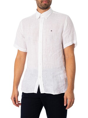 Tommy Hilfiger Pigment Syed Linen Short Sleeved Shirt - Optic White