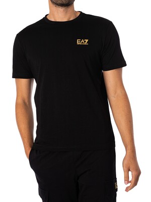 EA7 Chest Logo T-Shirt - Black/Gold