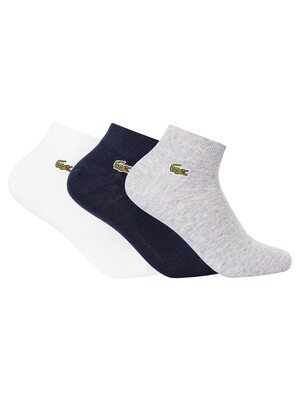 Lacoste 3 Pack Low Socks - Black/Grey/White