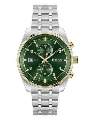BOSS Sky Traveller Bracelet Strap Watch - Silver/Green