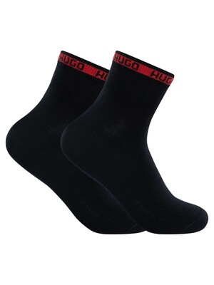 HUGO 2 Pack Short Socks - Black/Red