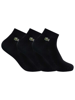 Lacoste 3 Pack Low Socks - Black
