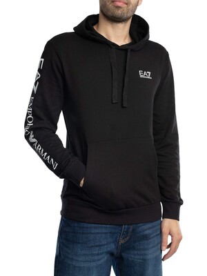 EA7 Chest Logo Pullover Hoodie - Black/White