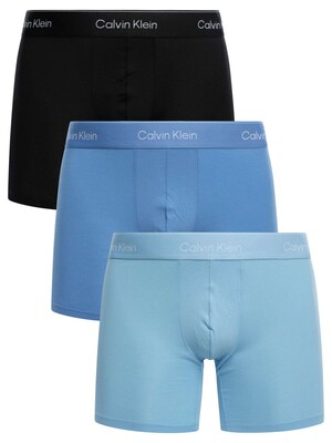 Calvin Klein 3 Pack Icon Boxer Briefs - Black/Glacier/Blue Bell
