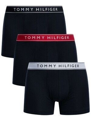 Tommy Hilfiger 3 Pack Everyday Essentials Trunks - Black (White/Red/Grey)