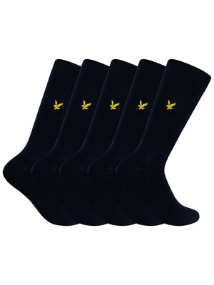 Lyle & Scott 5 Pack Liam Premium Socks - Peacoat