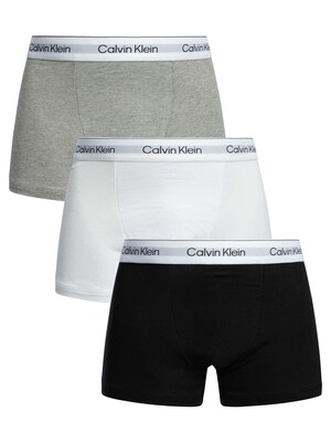 Calvin Klein 3 Pack Icon Relaxed Fit Trunks - Grey/White/Black