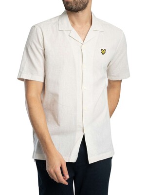 Lyle & Scott Linen Blend Oxford Revere Short Sleeved Shirt - Luna