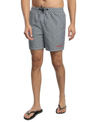 Superdry AOP 16 Swim Shorts - Black/White