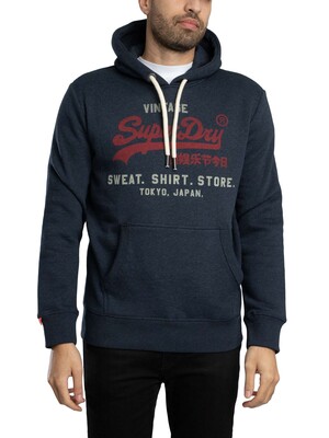 Superdry Vintage Logo Heritage Relaxed Pullover Hoodie - Trench Navy Marl