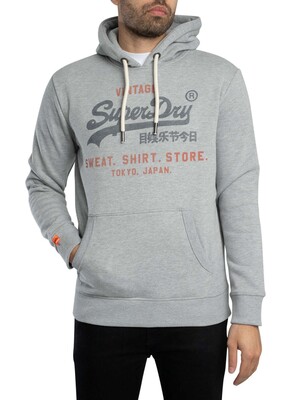 Superdry Vintage Logo Heritage Relaxed Pullover Hoodie - College Grey Marl
