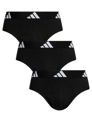 Adidas 3 Pack Active Flex Cotton Briefs - Black/Black