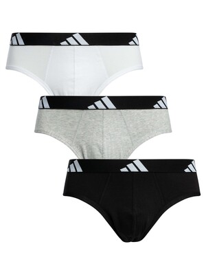 Adidas 3 Pack Active Flex Cotton Briefs - Black/Grey/White