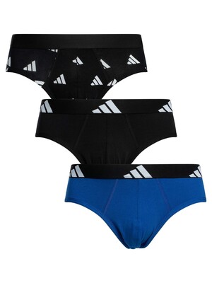 Adidas 3 Pack Active Flex Cotton Briefs - Blue/Black/Pattern