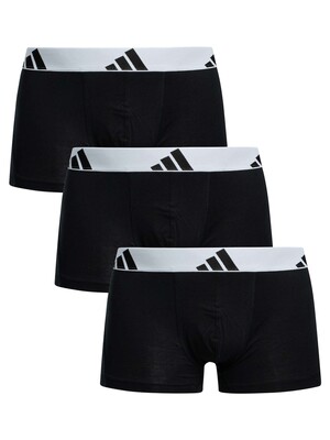 Adidas 3 Pack Active Flex Cotton Trunks - Black/White
