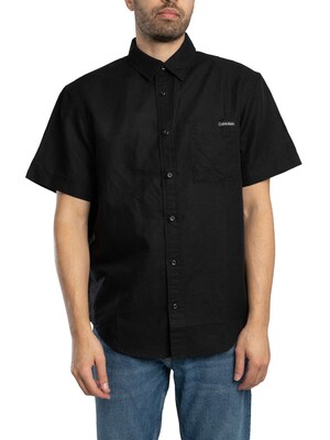 Calvin Klein Jeans Linen Cotton Short Sleeved Shirt - Black