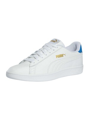 Puma Smash v2 Leather Trainers - White/Blue/Gold